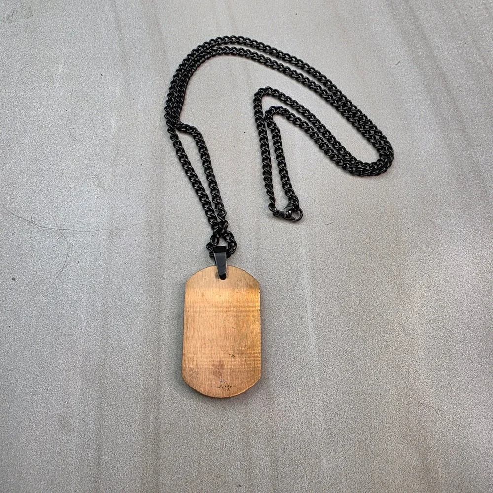 Mens Stainless Steel Black Dog Tag Cross Pendant Necklace Curb Chain Two Tone‎
